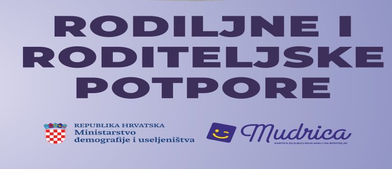 Brošura “Rodiljne i roditeljske potpore” Ministarstva demografije i useljeništva